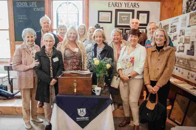 Group photo at Highbury Preparatory School heritage exhibition